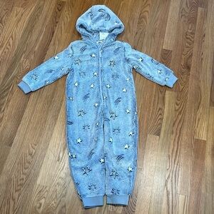 New M&S glow in the dark shooting stars hooded fleeece full zip up size 4-5 year